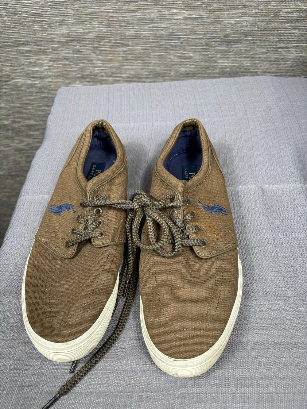 Polo Ralph Lauren Shoes Mens Size 10D Brown Faxon Low Canvas Lace Up Sneakers